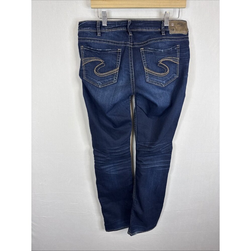 Silver Jeans Suki Mid Straight Women 31X32  Dark Wash Super Stretch Denim - Picture 4 of 9